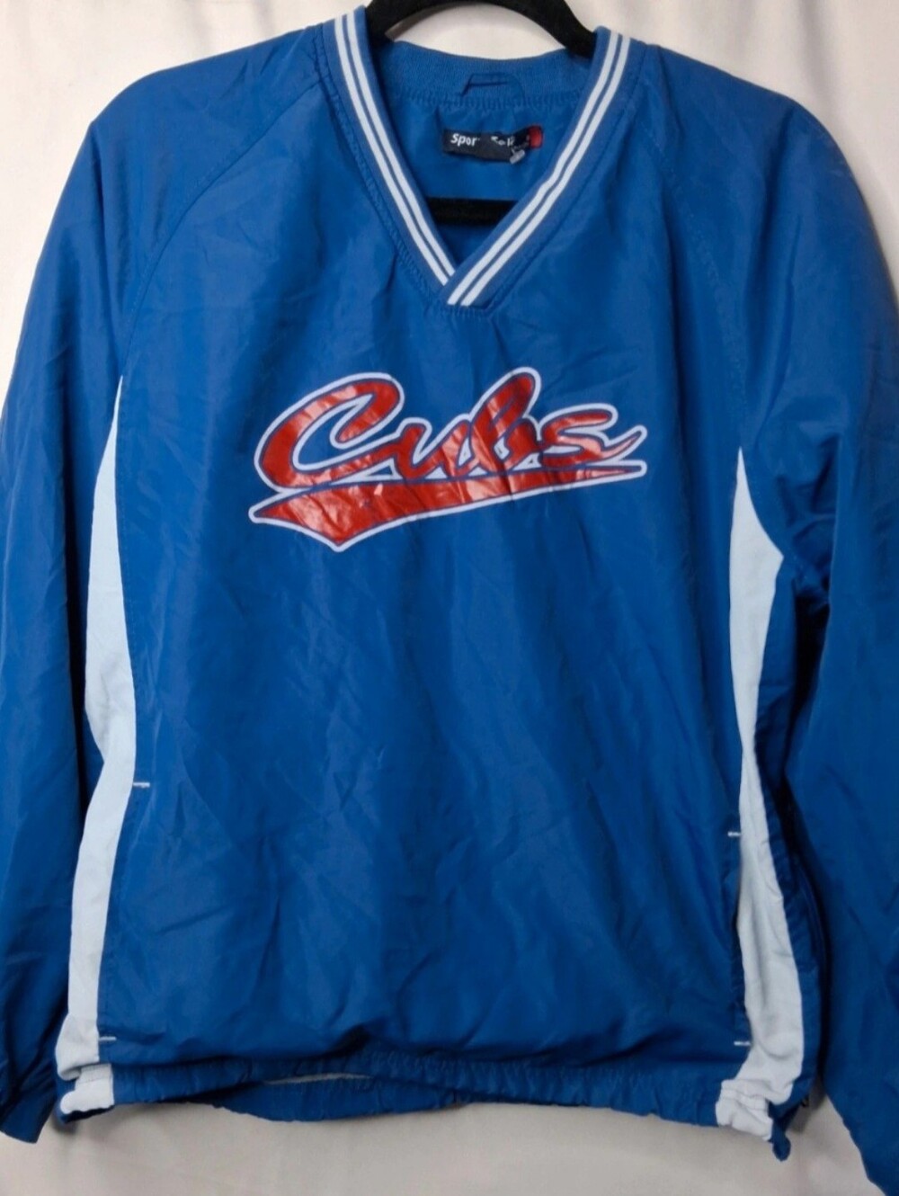 Vintage Y2k Sport-Tek Blue V-Neck Pullover with White Panels Cubs Fan Small